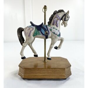 Vintage‎ Summit Collection Porcelain Carousel Horse Music Box 9" Plays Camelot